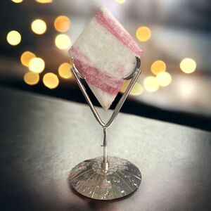 Pink Tourmaline Diamond Shape Crystal on‎ Zodiac Stand